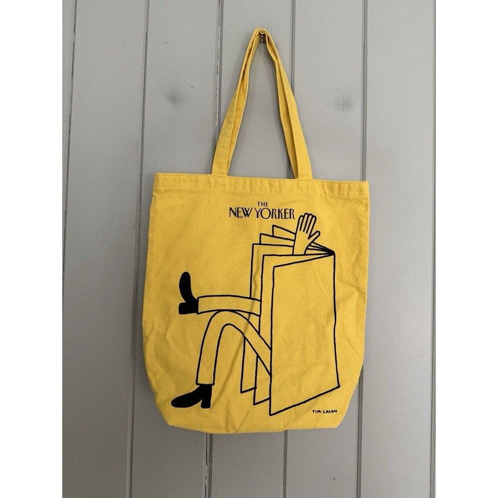 New Yorker Limited Edition Tim Lahan Canvas Tote Bag 15" x 15" Yellow